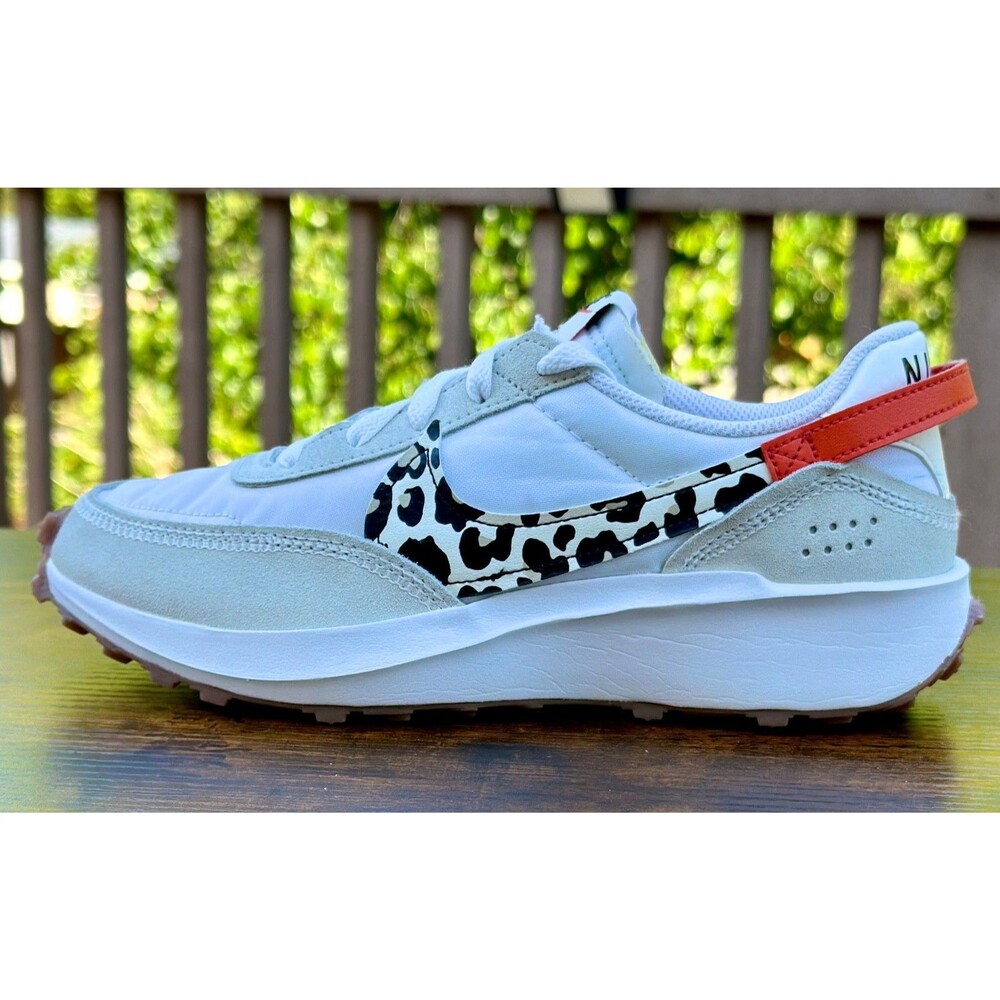 Nike Waffle One DZ5201-100 Leopard Print Swoosh White Orange Women’s 7 Shoes - Picture 3 of 16